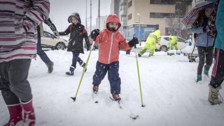 La nevada en Navarra cancela vuelos y autobuses y corta el tráfico de trenes