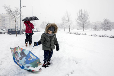 La nevada en Navarra cancela vuelos y autobuses y corta el tráfico de trenes