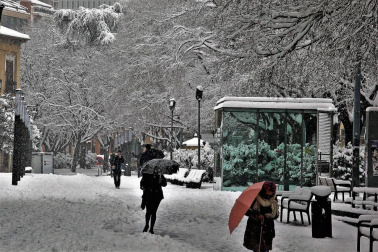 La nevada en Navarra cancela vuelos y autobuses y corta el tráfico de trenes
