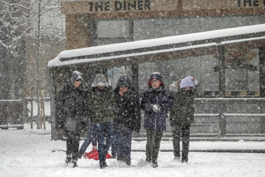 La nevada en Navarra cancela vuelos y autobuses y corta el tráfico de trenes