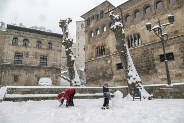 La nevada en Navarra cancela vuelos y autobuses y corta el tráfico de trenes
