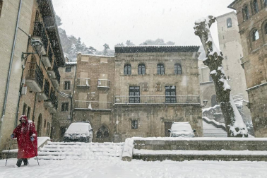 La nevada en Navarra cancela vuelos y autobuses y corta el tráfico de trenes