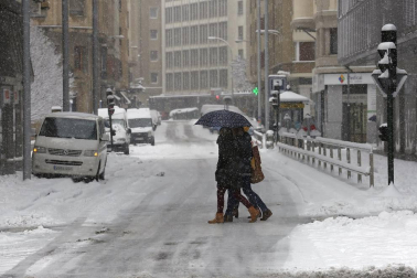 La nevada en Navarra cancela vuelos y autobuses y corta el tráfico de trenes
