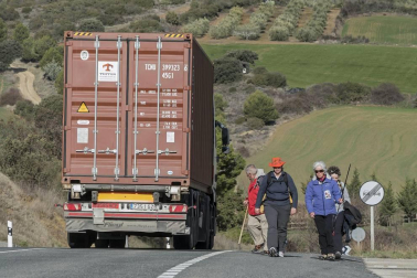 Los peregrinos emprendieron el camino a Javier desde Tierra Estella este viernes