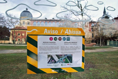 Imágenes de las nuevas paradas de villavesa, el apeadero en Paseo Sarasate y la zona verde en la Taconera.