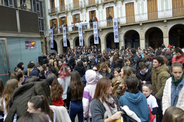 La fundación Walk on Project (WOP) ha grabado una flashmob este domingo en la plaza del Castillo de Pamplona para concienciar sobre la necesidad de investigar las enfermedades degenerativas.