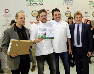 Acto de entrega de premios de la Semana del Pincho de Navarra 2018 en la que el primer premio ha sido para El Merca'o, el segundo para el Iruñazarra y el tercero para La Cocina de Alex Múgica.