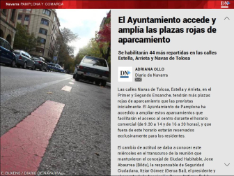 Además, la ampliación de la zona roja de aparcamiento de Pamplona
