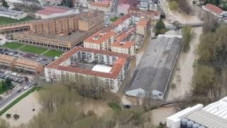 Vista área de las inundaciones en la Comarca de Pamplona