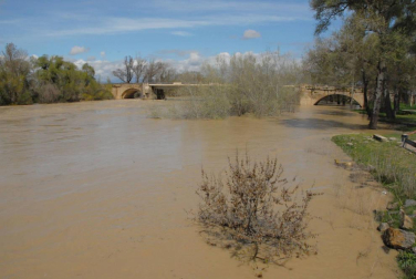 La recta de Arguedas con agua del barranco de Las Limas, cortes en la NA-134 y agua en las Bardenas tras las lluvias del 12 de abril.