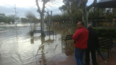 Las copiosas lluvias caídas en toda Navarra en los últimos días pusieron ayer en el punto de mira a los ríos navarros, que estuvieron en estado de alerta durante todo el día. Tras el desborde de los ríos Arga, Arakil, Ega y Aragón este jueves, para hoy el foco se centra en el Ebro, que a las cinco y veinte de la madrugada ha superado los 2.500 m³/s de caudal. A las ocho y media de la mañana, este río registra ya una altura de 7,73 metros y una traída de aguas de 2.644 m³/s.
