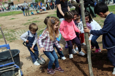 Tudela celebró una nueva edición de la Fiesta del Árbol, con la tradicional plantación de 20 árboles de 3 especies junto a la zona deportiva y cerca del antiguo silo.