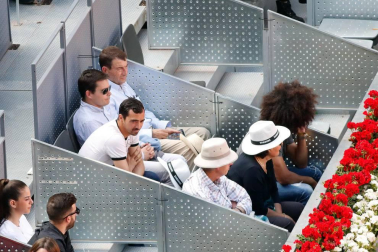Roberto Torres, Aridane Hernández, Fran Mérida y MIguel De las Cuevas acudieron a ver el encuentro entre Novak Djokovic y Kei Nishikori.