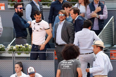 Roberto Torres, Aridane Hernández, Fran Mérida y MIguel De las Cuevas acudieron a ver el encuentro entre Novak Djokovic y Kei Nishikori.