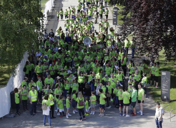 Imágenes de la primera carrera solidaria organizada en Pamplona por Adacen y Aspace Navarra el pasado domingo, 20 de mayo, con el objetivo de dar visibilidad a las personas con discapacidad.