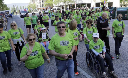 Imágenes de la primera carrera solidaria organizada en Pamplona por Adacen y Aspace Navarra el pasado domingo, 20 de mayo, con el objetivo de dar visibilidad a las personas con discapacidad.