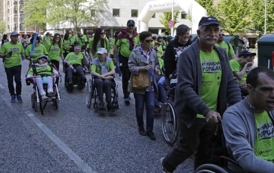 Imágenes de la primera carrera solidaria organizada en Pamplona por Adacen y Aspace Navarra el pasado domingo, 20 de mayo, con el objetivo de dar visibilidad a las personas con discapacidad.