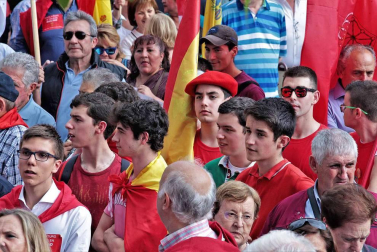 Fotos de la manifestación contra la política lingüística del Gobierno de Navarra celebrada este sábado en Pamplona.