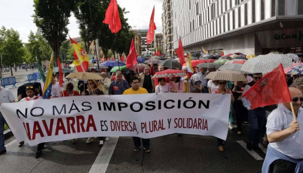 Fotos de la manifestación contra la política lingüística del Gobierno de Navarra celebrada este sábado en Pamplona.