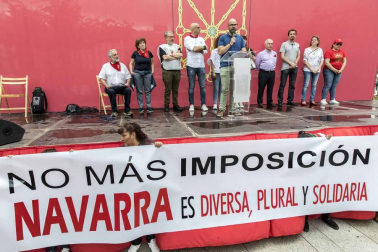 Fotos de la manifestación contra la política lingüística del Gobierno de Navarra celebrada este sábado en Pamplona.