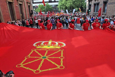 Fotos de la manifestación contra la política lingüística del Gobierno de Navarra celebrada este sábado en Pamplona.
