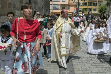 En Estella, la devoción se expresó con una alfombra floral inspirada en un diseño de Jesús María Ayúcar