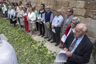 En Estella, la devoción se expresó con una alfombra floral inspirada en un diseño de Jesús María Ayúcar
