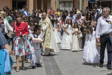 En Estella, la devoción se expresó con una alfombra floral inspirada en un diseño de Jesús María Ayúcar