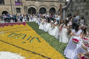 En Estella, la devoción se expresó con una alfombra floral inspirada en un diseño de Jesús María Ayúcar
