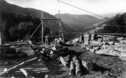 Arrastrados por machos o bueyes, suspendidos en un sistema de cables y por el río Irati, el traslado de troncos nutrió el aserradero de Ekai entre 1920 y 1958. Los barranqueadores reconducían la madera por el río. La red de cables forestales se extendió, al menos, a 126 puntos en Navarra