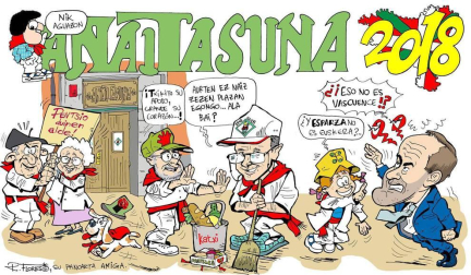 Este martes, la Federación de Peñas de Pamplona ha presentado las pancartas para estas fiestas