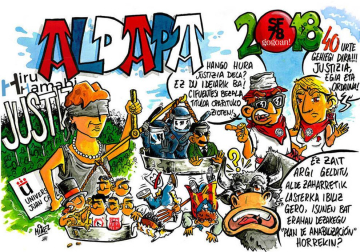 Este martes, la Federación de Peñas de Pamplona ha presentado las pancartas para estas fiestas