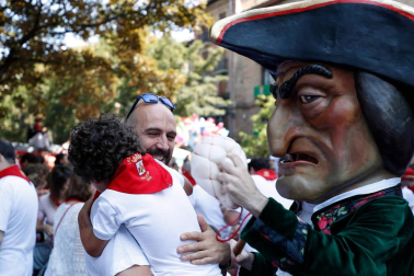 Salida de los gigantes y cabezudos de Pamplona, 7 de julio de San Fermín 2018
