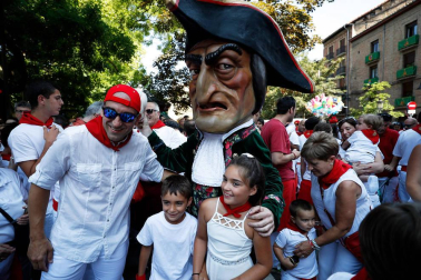Salida de los gigantes y cabezudos de Pamplona, 7 de julio de San Fermín 2018
