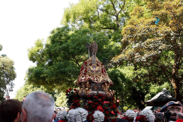 Imágenes de la procesión de San Fermín por las calles de Pamplona, el 7 de julio de 2018.