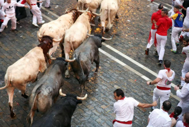 Imágenes del segundo encierro de los Sanfermines 2018, protagonizado por toros de José Escolar
