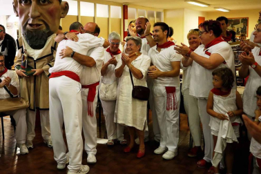 Salida de los gigantes y cabezudos de Pamplona, 8 de julio de San Fermín 2018