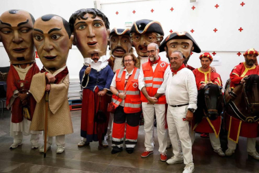 Salida de los gigantes y cabezudos de Pamplona, 8 de julio de San Fermín 2018