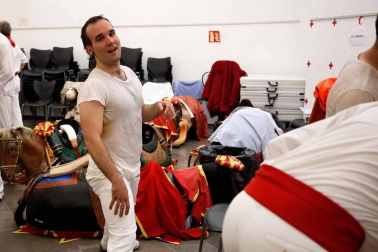Salida de los gigantes y cabezudos de Pamplona, 8 de julio de San Fermín 2018