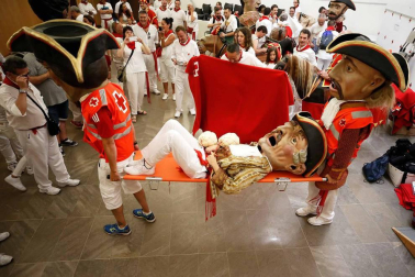 Salida de los gigantes y cabezudos de Pamplona, 8 de julio de San Fermín 2018