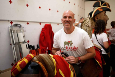 Salida de los gigantes y cabezudos de Pamplona, 8 de julio de San Fermín 2018