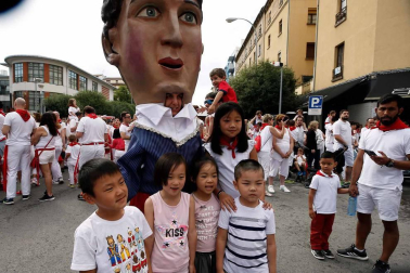 Salida de los gigantes y cabezudos de Pamplona, 8 de julio de San Fermín 2018