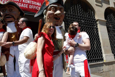 Salida de los gigantes y cabezudos de Pamplona, 9 de julio de San Fermín 2018