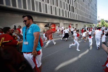 Salida de los gigantes y cabezudos de Pamplona, 9 de julio de San Fermín 2018