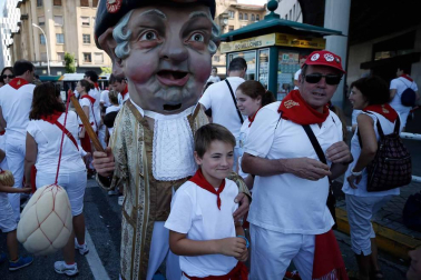 Salida de los gigantes y cabezudos de Pamplona, 9 de julio de San Fermín 2018