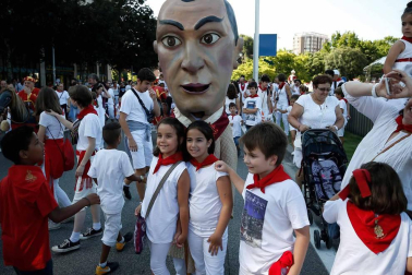 Salida de los gigantes y cabezudos de Pamplona, 9 de julio de San Fermín 2018