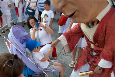 Salida de los gigantes y cabezudos de Pamplona, 10 de julio de San Fermín 2018