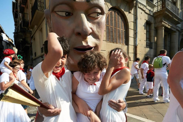 Salida de los gigantes y cabezudos de Pamplona, 10 de julio de San Fermín 2018