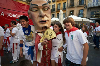 Salida de los gigantes y cabezudos de Pamplona, 10 de julio de San Fermín 2018