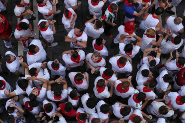 Imágenes del cuarto encierro de los Sanfermines 2018, con toros de la ganadería Fuente Ymbro.